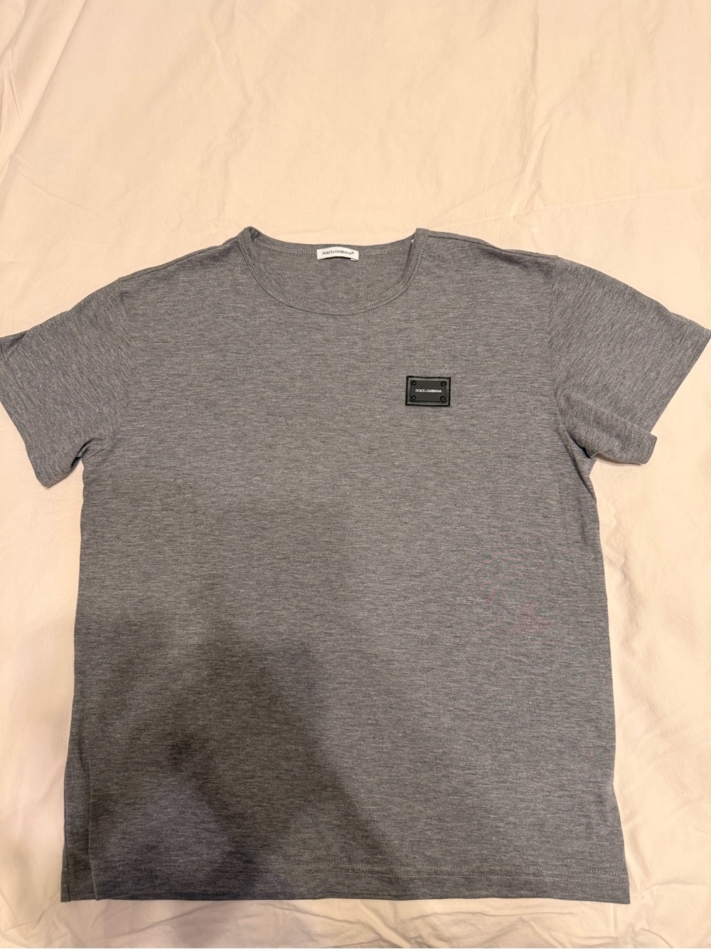 Dolce & Gabbana Gray Crewneck Logo Patch Tee